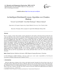 An intelligent distributed K-Means algorithm over Cloudera /Hadoop