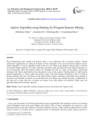 Apriori Algorithm using Hashing for Frequent Itemsets Mining