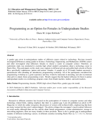 Programming as an option for females in undergraduate studies