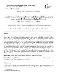 Identification of influencing factors for enhancing online learning usage model: evidence from an Indian University