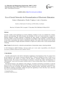 Use of social networks for personalization of electronic education