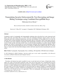 Transmitting security enforcement by text encrypting and image hiding technique using combined encrypt/hide keys