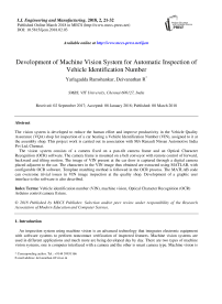 Development of machine vision system for automatic inspection of vehicle identification number