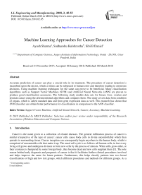 Machine learning approaches for cancer detection