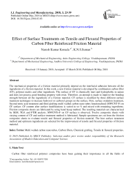 Effect of surface treatments on tensile and flexural properties of carbon fiber reinforced friction material