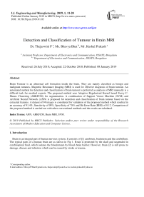 Detection and classification of tumour in brain MRI