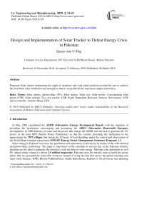 Design and implementation of solar tracker to defeat energy crisis in Pakistan