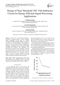 Design of near threshold 10T- full subtractor circuit for energy efficient signal processing applications