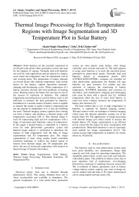 Thermal image processing for high temperature regions with image segmentation and 3D temperature plot in solar battery