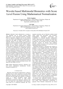 Wavelet based multimodal biometrics with score level fusion using mathematical normalization