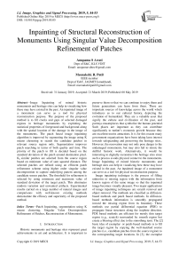 Inpainting of structural reconstruction of monuments using singular value decomposition refinement of patches