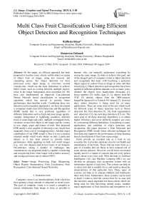 Multi class fruit classification using efficient object detection and recognition techniques