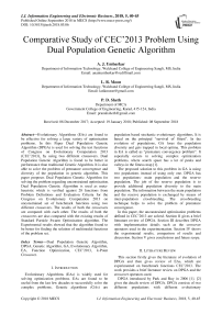 Comparative study of CEC’2013 problem using dual population genetic algorithm