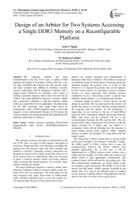Design of an arbiter for two systems accessing a single DDR3 memory on a reconfigurable platform