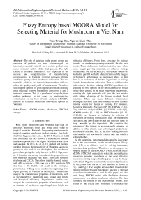 Fuzzy entropy based MOORA model for selecting material for mushroom in viet nam