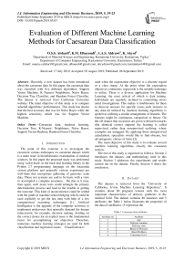 Evaluation of different machine learning methods for caesarean data classification