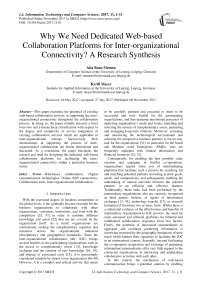 Why we need dedicated web-based collaboration platforms for inter-organizational connectivity? A research synthesis