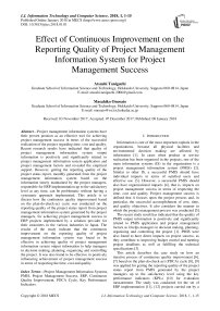 Effect of continuous improvement on the reporting quality of project management information system for project management success