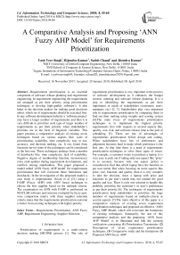 A comparative analysis and proposing ‘ANN Fuzzy AHP model’ for requirements prioritization