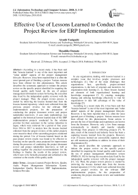 Effective use of lessons learned to conduct the project review for ERP implementation