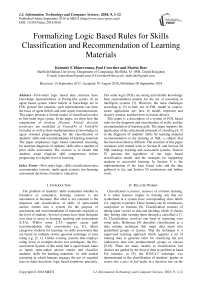 Formalizing logic based rules for skills classification and recommendation of learning materials