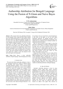 Authorship attribution for Bengali language using the fusion of N-gram and Naive Bayes algorithms