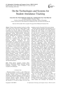 On the technologies and systems for student attendance tracking