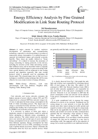 Energy efficiency analysis by fine grained modification in link state routing protocol