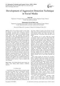 Development of aggression detection technique in social media