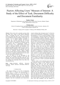 Factors affecting users’ measure of interest: a study of the effect of task, document difficulty and document familiarity