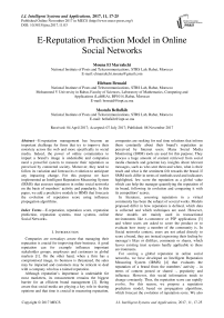 E-reputation prediction model in online social networks