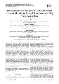 Development and analysis of artificial neural network models for rainfall prediction by using time-series data