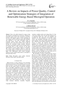 A review on impacts of power quality, control and optimization strategies of integration of renewable energy based microgrid operation