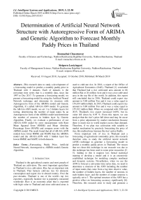 Determination of artificial neural network structure with autoregressive form of Arima and genetic algorithm to forecast monthly paddy prices in Thailand