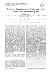 Dimension reduction using orthogonal local preserving projection in big data