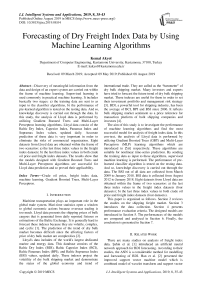 Forecasting of dry freight index data by using machine learning algorithms
