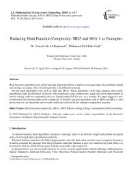 Reducing hash function complexity: MD5 and SHA-1 as examples
