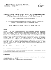 Stability analysis of equilibrium points of newcastle disease model of village chicken in the presence of wild birds reservoir