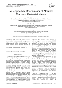 An approach to determination of maximal cliques in undirected graphs