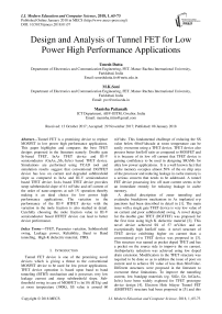 Design and analysis of tunnel FET for low power high performance applications