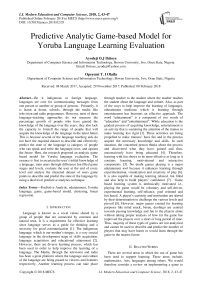Predictive analytic game-based model for Yoruba language learning evaluation
