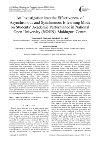 An investigation into the effectiveness of asynchronous and synchronous e-learning mode on students’ academic performance in national open university (NOUN), Maiduguri Centre