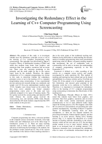 Investigating the redundancy effect in the learning of C++ computer programming using screencasting