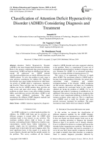 Classification of attention deficit hyperactivity disorder (ADHD) considering diagnosis and treatment