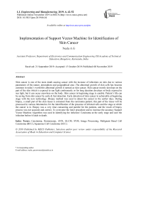 Implementation of Support Vector Machine for Identification of Skin Cancer