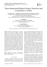 Three-dimensional Region Forgery Detection and Localization in Videos