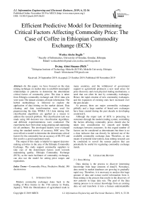 Efficient Predictive Model for Determining Critical Factors Affecting Commodity Price: The Case of Coffee in Ethiopian Commodity Exchange (ECX)