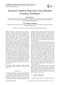 Deceptive Opinion Detection Using Machine Learning Techniques