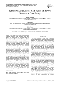 Sentiment Analysis of RSS Feeds on Sports News – A Case Study