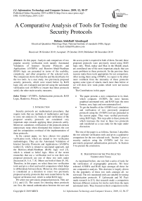 A Comparative Analysis of Tools for Testing the Security Protocols